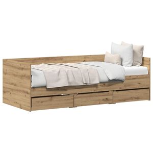 vidaXL Seng med skuff Artisan Eik 90 x 200 cm Konstruert tre