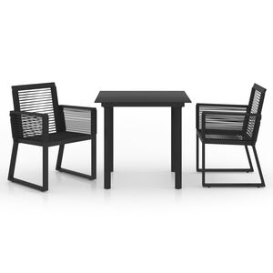 vidaXL Hagem&oslash;belsett 3 deler PVC-rotting svart