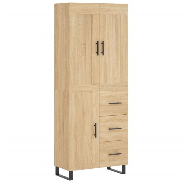 vidaXL Highboard sonoma eik 69,5x34x180 cm konstruert tre