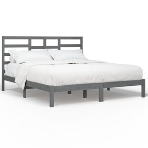 vidaXL Sengeramme gr&aring; heltre 200x200 cm