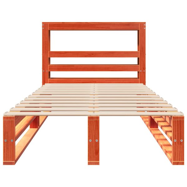 vidaXL Sengeramme uten madrass voksbrun 90x200 cm heltre furu