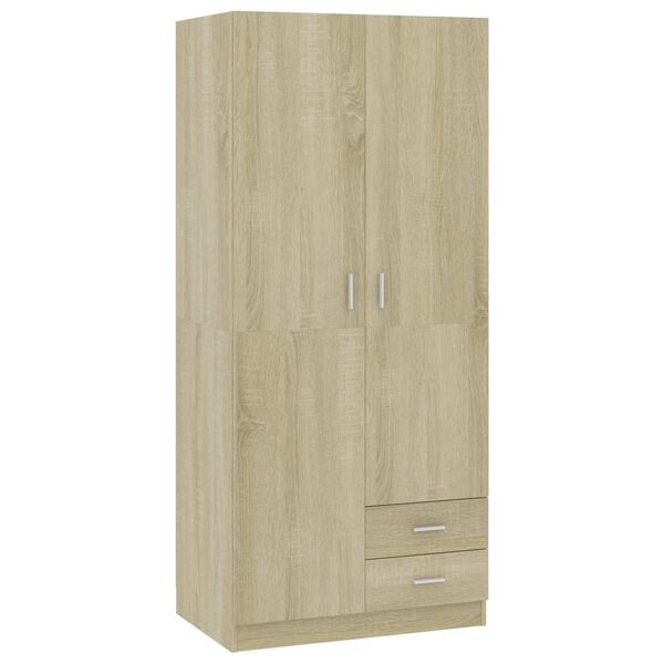 vidaXL Garderobe sonoma eik 80x52x180 cm konstruert tre