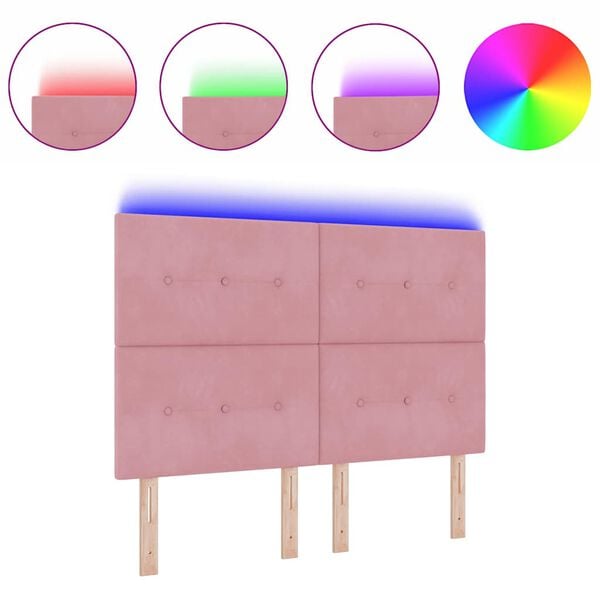 vidaXL Hodegavl med LED -stripelys med hodegjerde Rosa 72 cm Fl&oslash;yel