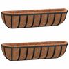 vidaXL Plantekasser 2 stk med kokosfiberinnlegg svart 61x19x16 cm st&aring;l