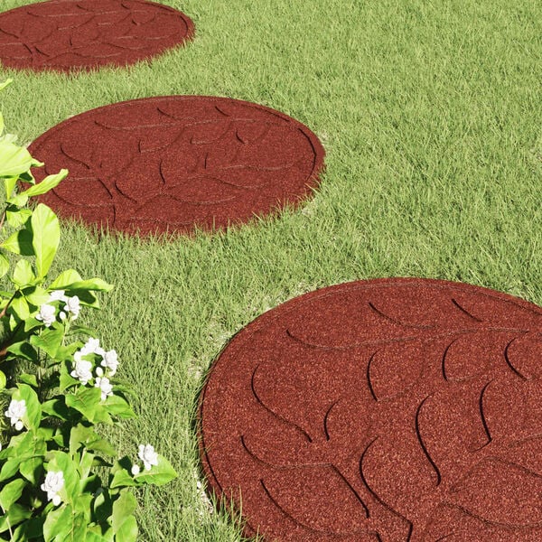 vidaXL Stepping Stone 6 pcs R&oslash;d &Oslash; 44 x 2 cm Gummi