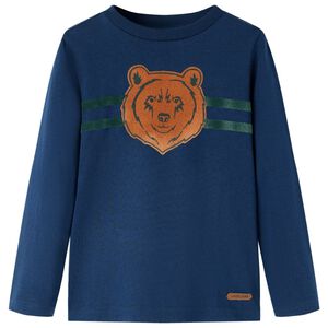 T-skjorte for barn med lange ermer marinebl&aring; 92