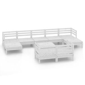 vidaXL Hagesofagruppe 10 deler hvit heltre furu