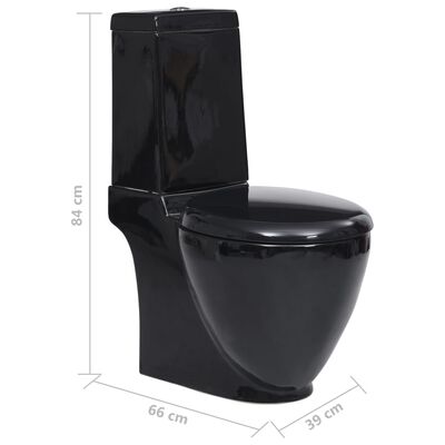 vidaXL WC keramisk toalett bad rundt vannføring på bunnen svart