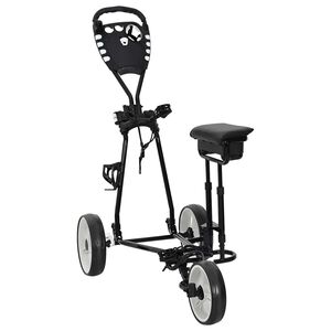 vidaXL Golf Trolley med sete Svart og Hvit Jern Sammenleggbar