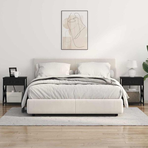 vidaXL Nattbordskap 2 pcs Svart Eik 41 x 31 x 51 cm Konstruert tre