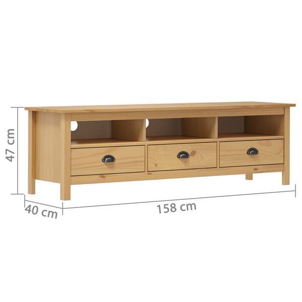 vidaXL TV-benk Hill honningbrun 158x40x47 cm heltre furu