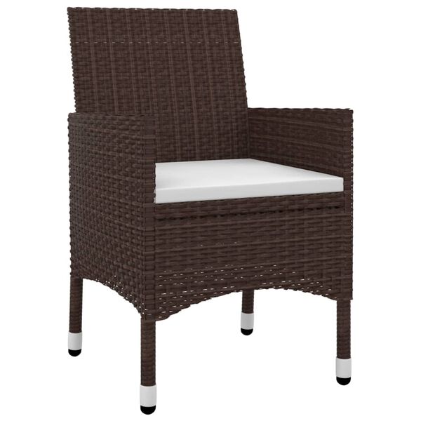 vidaXL Hagespisegruppe med puter 3 deler polyrotting og glass