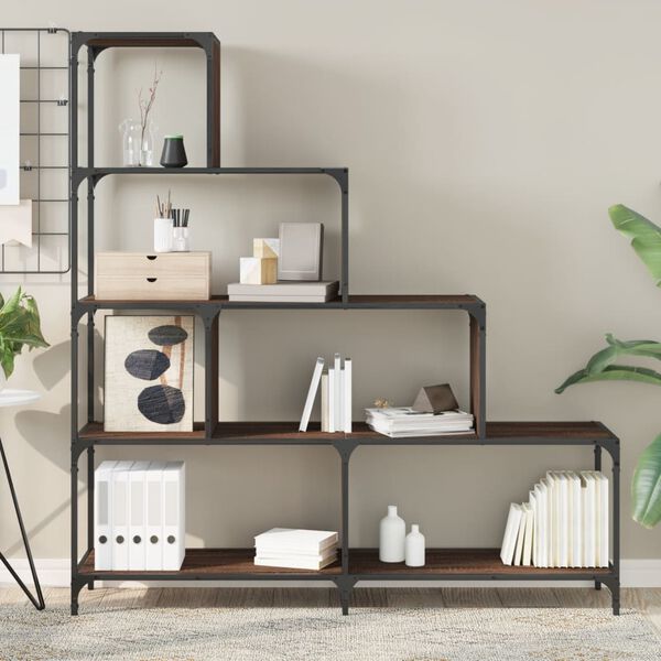 vidaXL Bokhylle 4 etasjer brun eik 139x33,5x149 cm konstruert tre