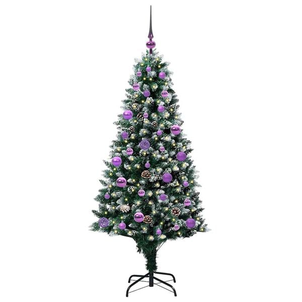 vidaXL Kunstig juletre med 150 LED grønn 150 cm PVC og Stål og Plast