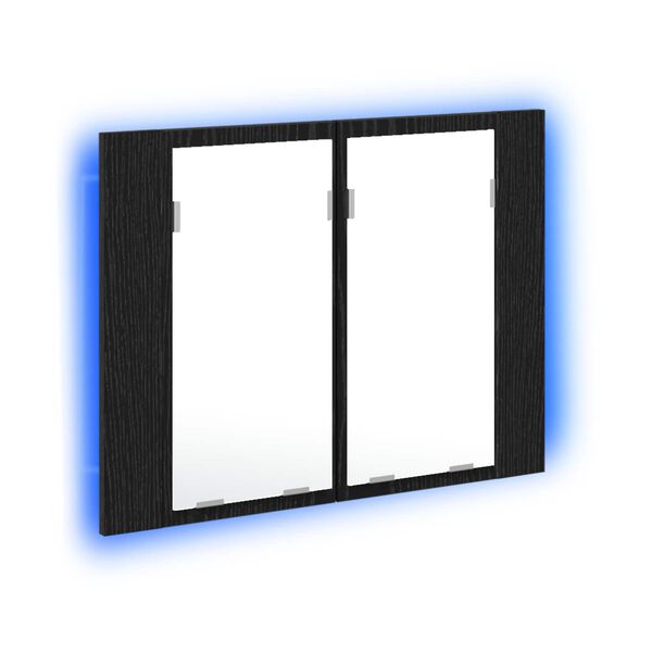 vidaXL Baderomsspeilskap Svart Eik 60 x 12 x 45 cm Konstruert tre