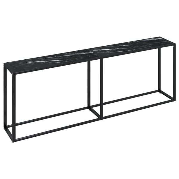 vidaXL Konsollbord svart marmor 220x35x75,5 cm herdet glass