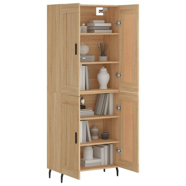 vidaXL Highboard sonoma eik 69,5x34x180 cm konstruert tre