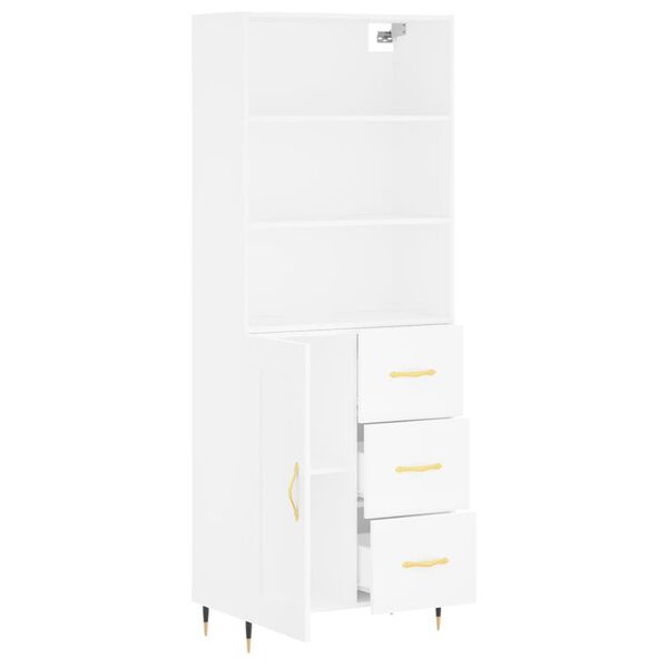 vidaXL Highboard hvit 69,5x34x180 cm konstruert tre