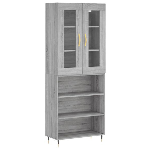 vidaXL Highboard gr&aring; sonoma 69,5x34x180 cm konstruert tre