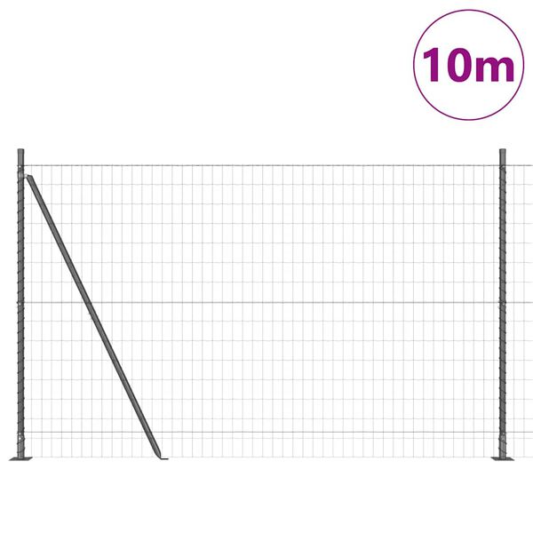 vidaXL Gjerde med stolpe Gr&aring; 1,6 x 10 m St&aring;l og PVC