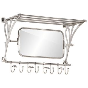 vidaXL Bagasjehylle med kleshengere og speil veggmontert aluminium