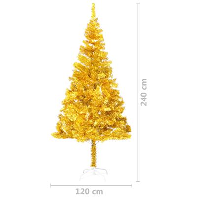 vidaXL Forhåndsbelyst kunstig juletre med stativ gull 240 cm PVC