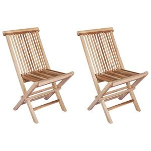 vidaXL Foldbar Hage Stol 2 stk. Naturlig Massivt Teaktre