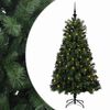 vidaXL Kunstig hengslet juletre med kuler 150 cm 150 LED-lys Varmhvit