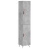 vidaXL Highboard betonggr&aring; 34,5x34x180 cm konstruert tre