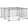 vidaXL Dyrebur 12 paneler med d&oslash;r svart 70x70x35 cm st&aring;l