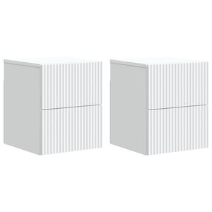 vidaXL Vegghengt Nattbord 2 pcs Hvit 33 x 34,5 x 40 cm Konstruert tre