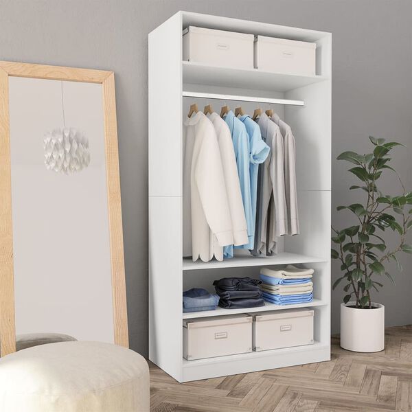 vidaXL Garderobe hvit 100x50x200 cm konstruert tre