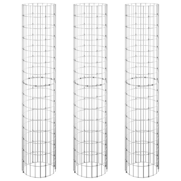 vidaXL Sirkulær gabion høybed 3 stk galvanisert stål Ø30x150 cm
