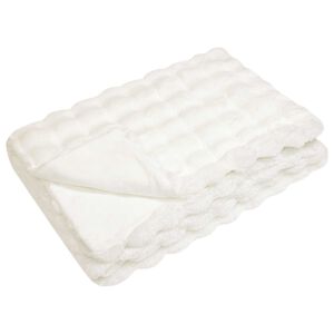 vidaXL Skliikkerteppe / pledd i kunstig kaninpels Olite Hvit Polyester