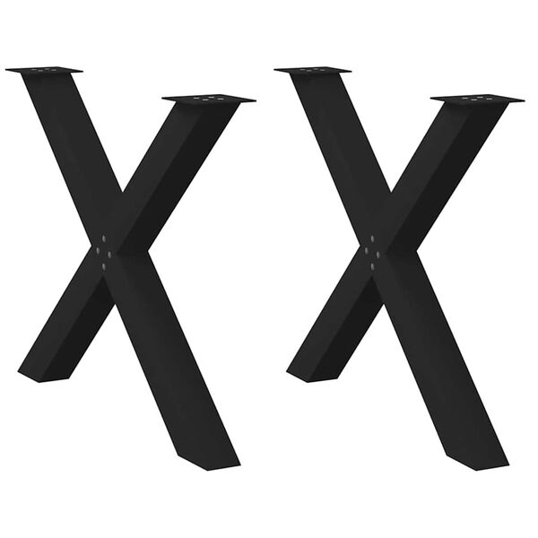 vidaXL Spisebordben X-formet 2 stk svart 90 x (72-73) cm stål
