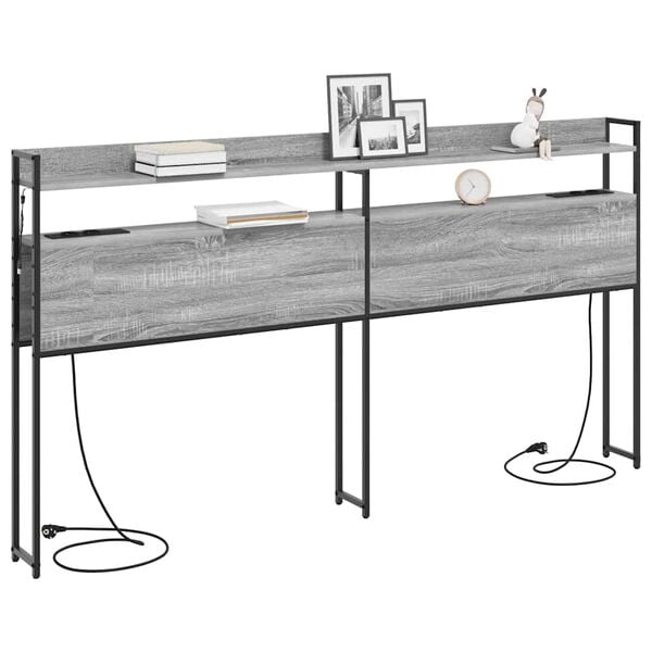 vidaXL Lagringshodegavl med hylle Gr&aring; sonoma 200 cm Konstruert tre