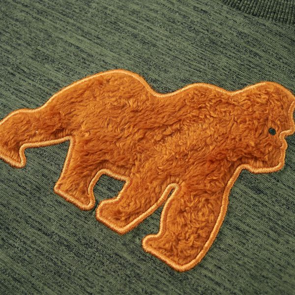 T-skjorte for barn med lange ermer kaki melert 104