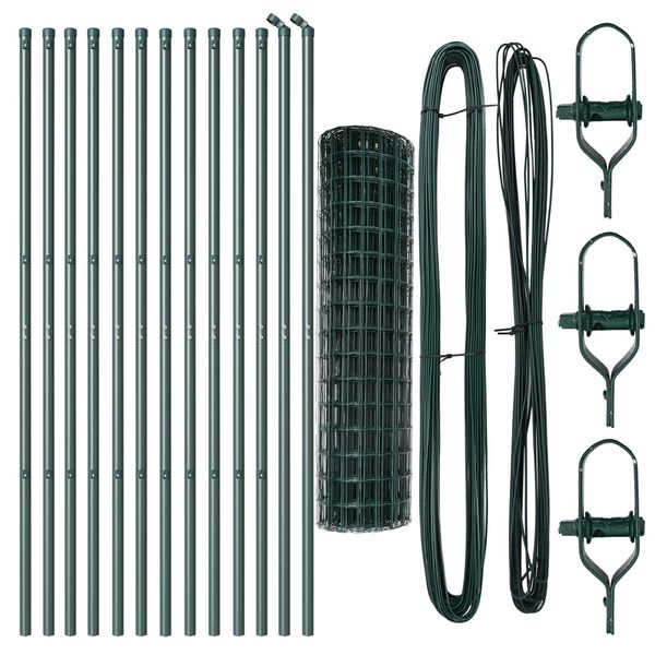 vidaXL Gjerde med stolpe gr&oslash;nn 1 x 25 m St&aring;l