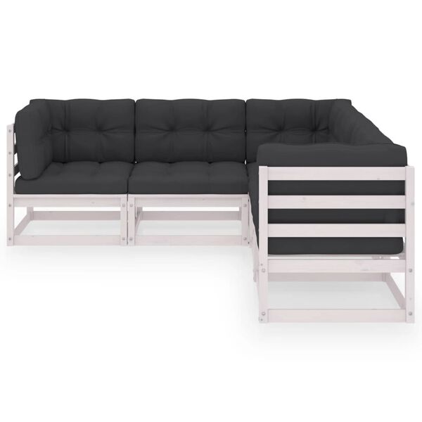 vidaXL Hagesofagruppe med puter 5 deler heltre furu