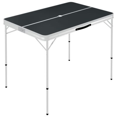 vidaXL Sammenleggbart campingbord med 2 benker aluminium grå