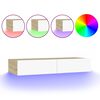 vidaXL TV-benk med LED-lys hvit og sonoma eik 90x35x15,5 cm