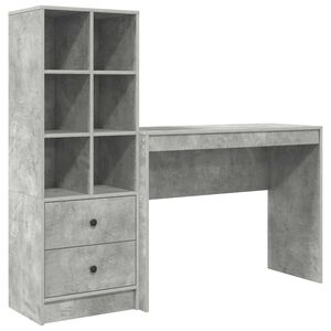 vidaXL Skrivebord Betonggr&aring; 145,5 x 40 x 127 cm 2 stk.