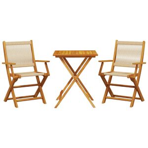vidaXL Bistrosett 3 deler beige polypropylen og heltre