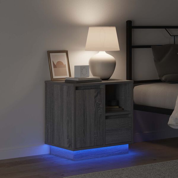 vidaXL Nattbordskap med skuff Gr&aring; 50 x 34,5 x 50 cm. Konstruert tre