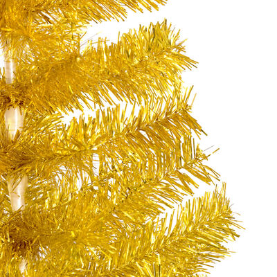 vidaXL Forhåndsbelyst kunstig juletre med stativ gull 180 cm PVC