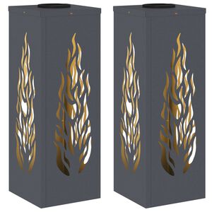 vidaXL Solenergi LED stibelys 2 pcs Antrasitt Kaldvalset st&aring;l