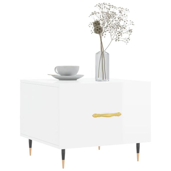 vidaXL Salongbord 2 stk høyglans hvit 50x50x40 cm konstruert tre