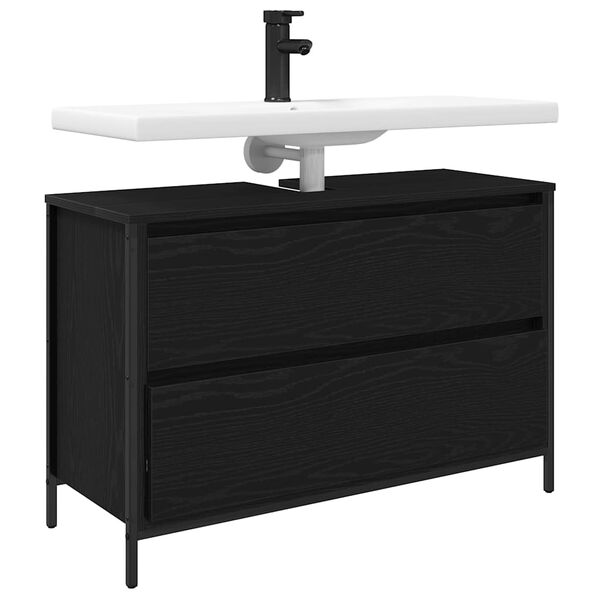 vidaXL Baderomsservantskap med skuffer svart eik 90x34,5x60 cm