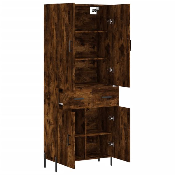 vidaXL Highboard r&oslash;kt eik 69,5x34x180 cm konstruert tre