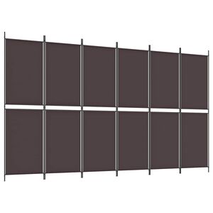 vidaXL Romdeler med 6 paneler brun 300x180 cm stoff